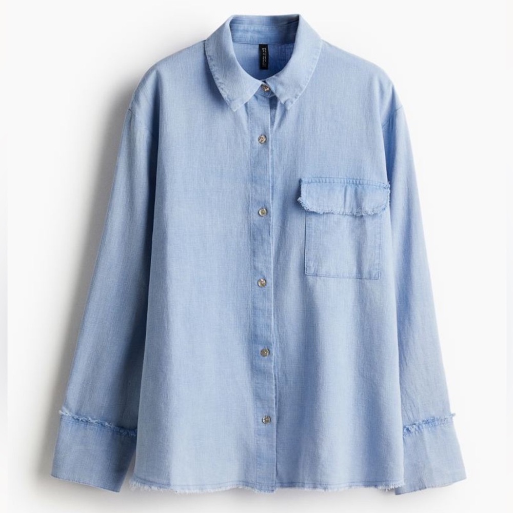NWT H&M linen blend collared button up shirt
